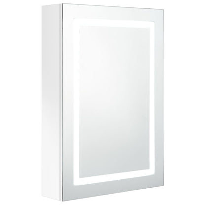 Armario De Baño Con Espejo Led Blanco Brillante 50X13X70 Cm