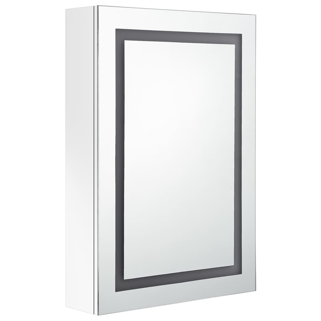 Armario De Baño Con Espejo Led Blanco Brillante 50X13X70 Cm