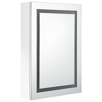 Armario De Baño Con Espejo Led Blanco Brillante 50X13X70 Cm