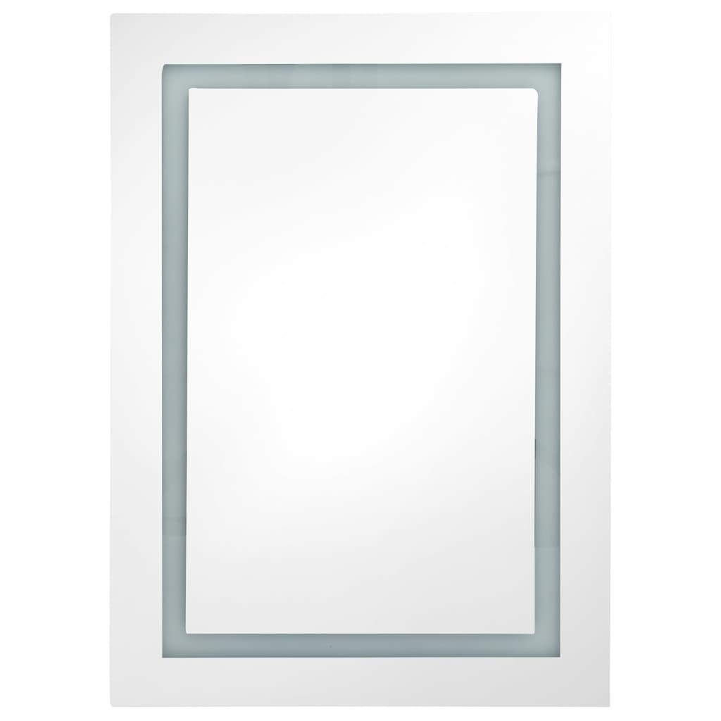 Armario De Baño Con Espejo Led Blanco Brillante 50X13X70 Cm