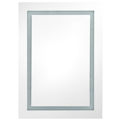 Armario De Baño Con Espejo Led Blanco Brillante 50X13X70 Cm