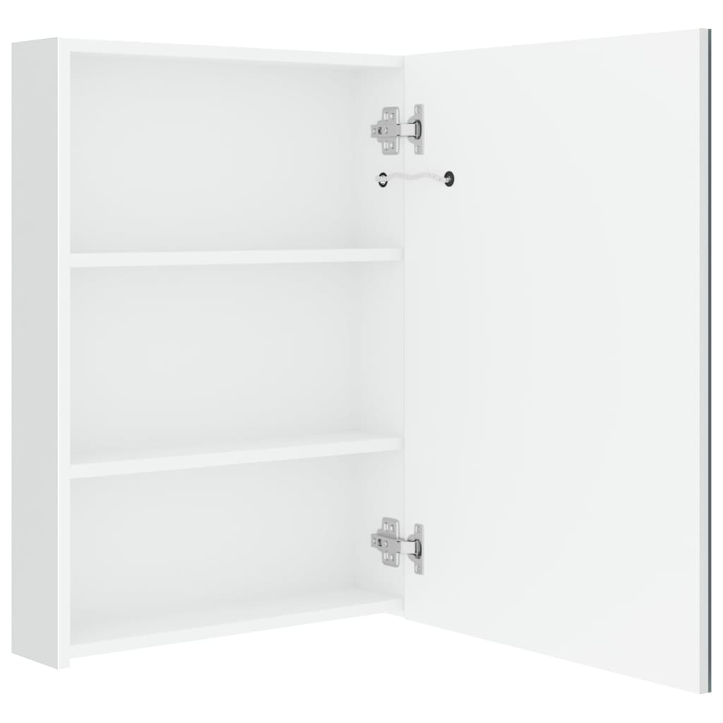 Armario De Baño Con Espejo Led Blanco Brillante 50X13X70 Cm