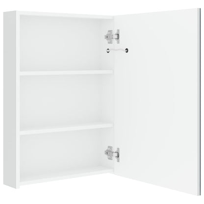Armario De Baño Con Espejo Led Blanco Brillante 50X13X70 Cm
