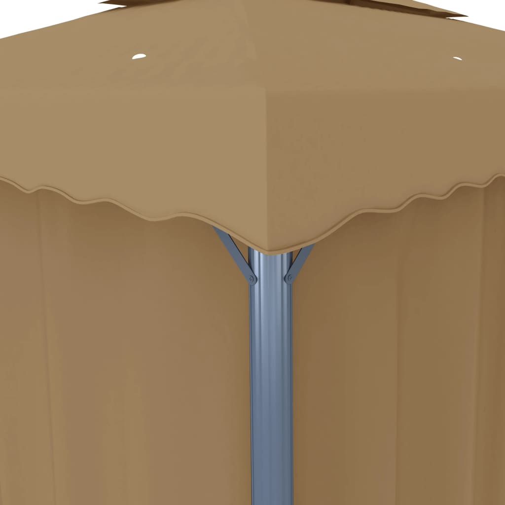 Cenador Con Cortina Gris Taupe Aluminio 3X3 M