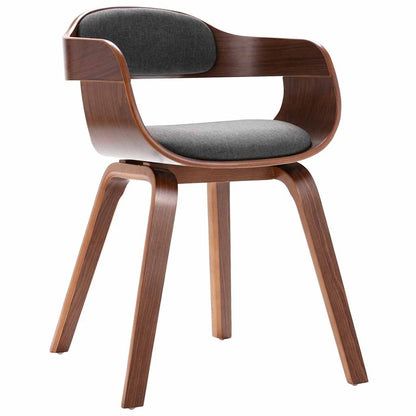 Silla De Comedor De Madera Curvada Y Tela Gris