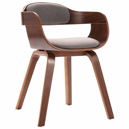 Silla De Comedor De Madera Curvada Y Tela Gris