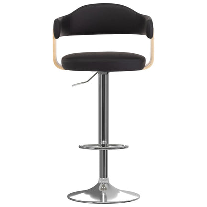 Taburetes De Cocina 2 Uds Cuero Sintético Madera Curvada