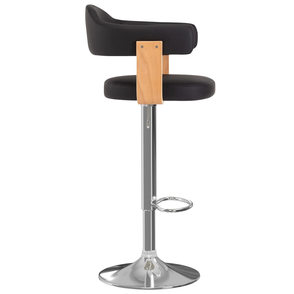 Taburetes De Cocina 2 Uds Cuero Sintético Madera Curvada