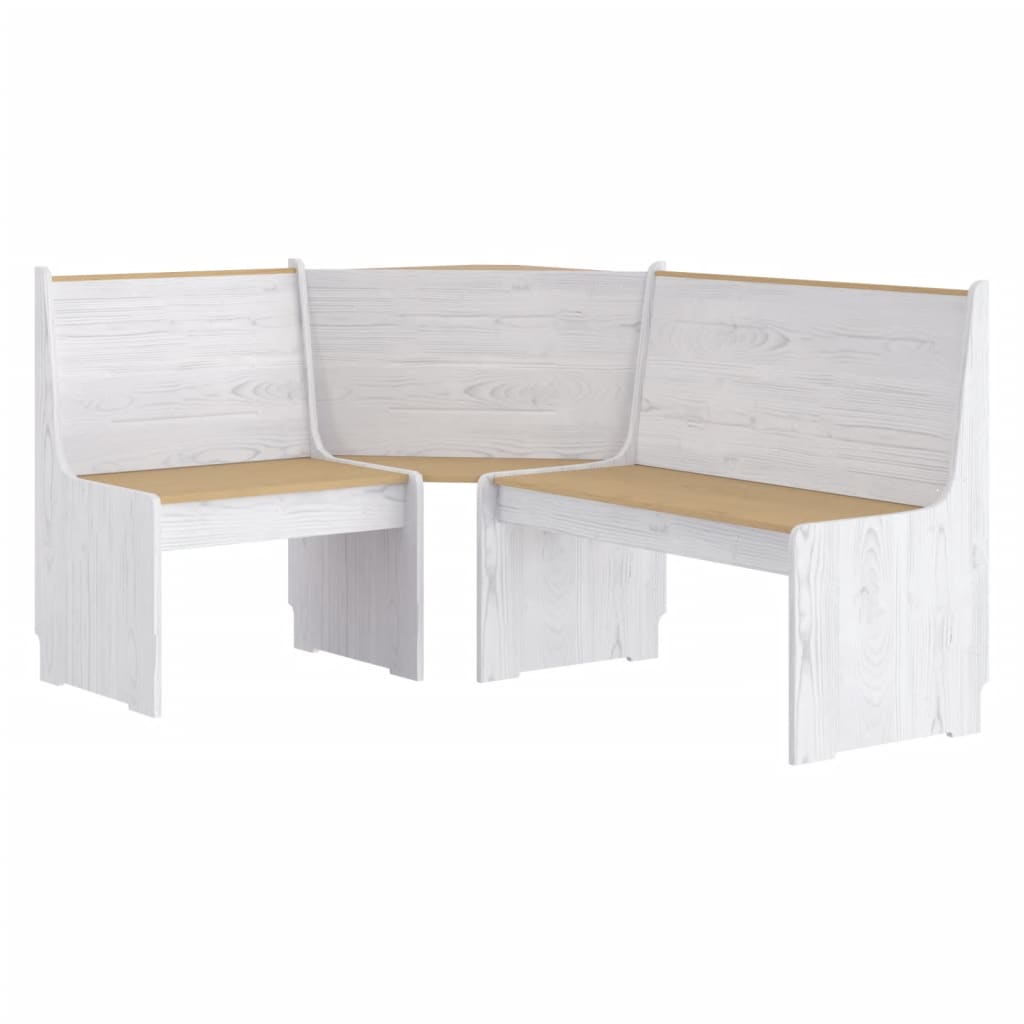 Banco De Esquina Reine Madera Maciza Pino Marrón Blanco 151 Cm
