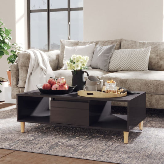 Mesa De Centro Madera Contrachapada Gris Brillo 103,5X60X35 Cm