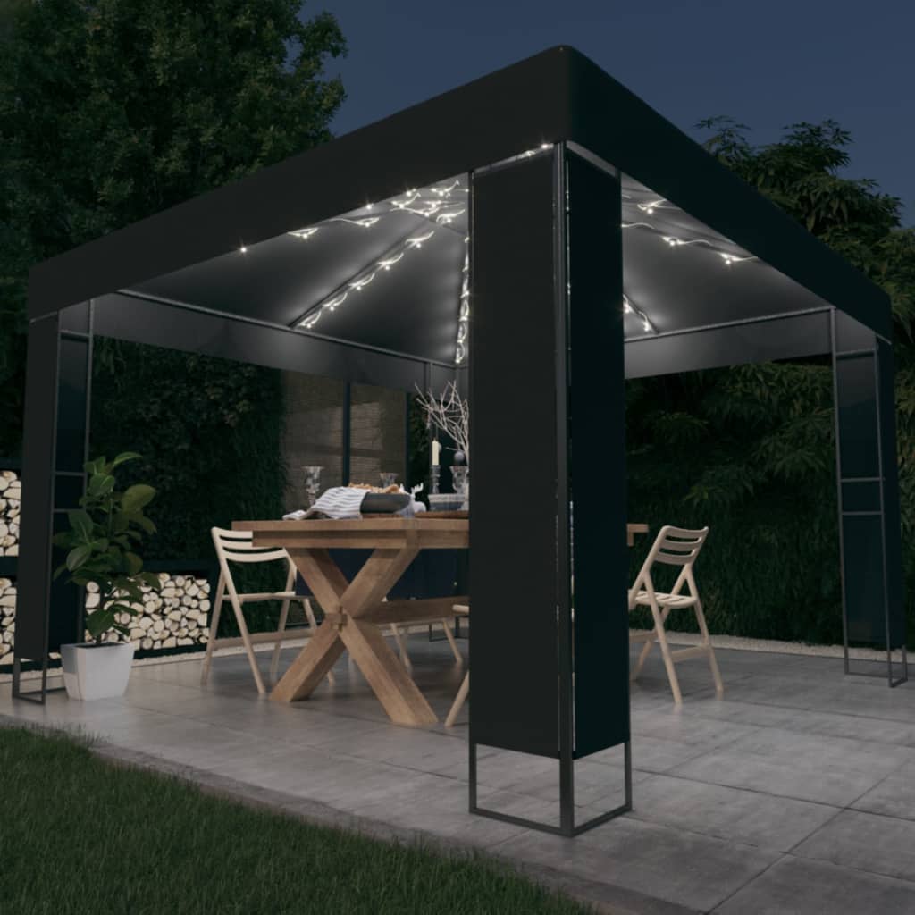 Cenador Con Doble Techo Y Tira De Luces Led 3X3 M