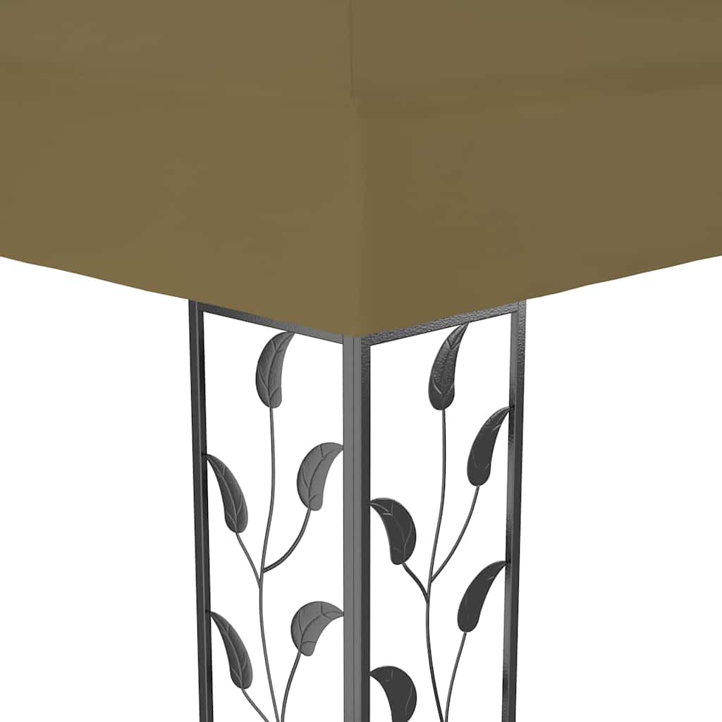 Cenador Doble Techo Y Tira De Luz Led Gris Taupe 3X4 M 180 G/M²