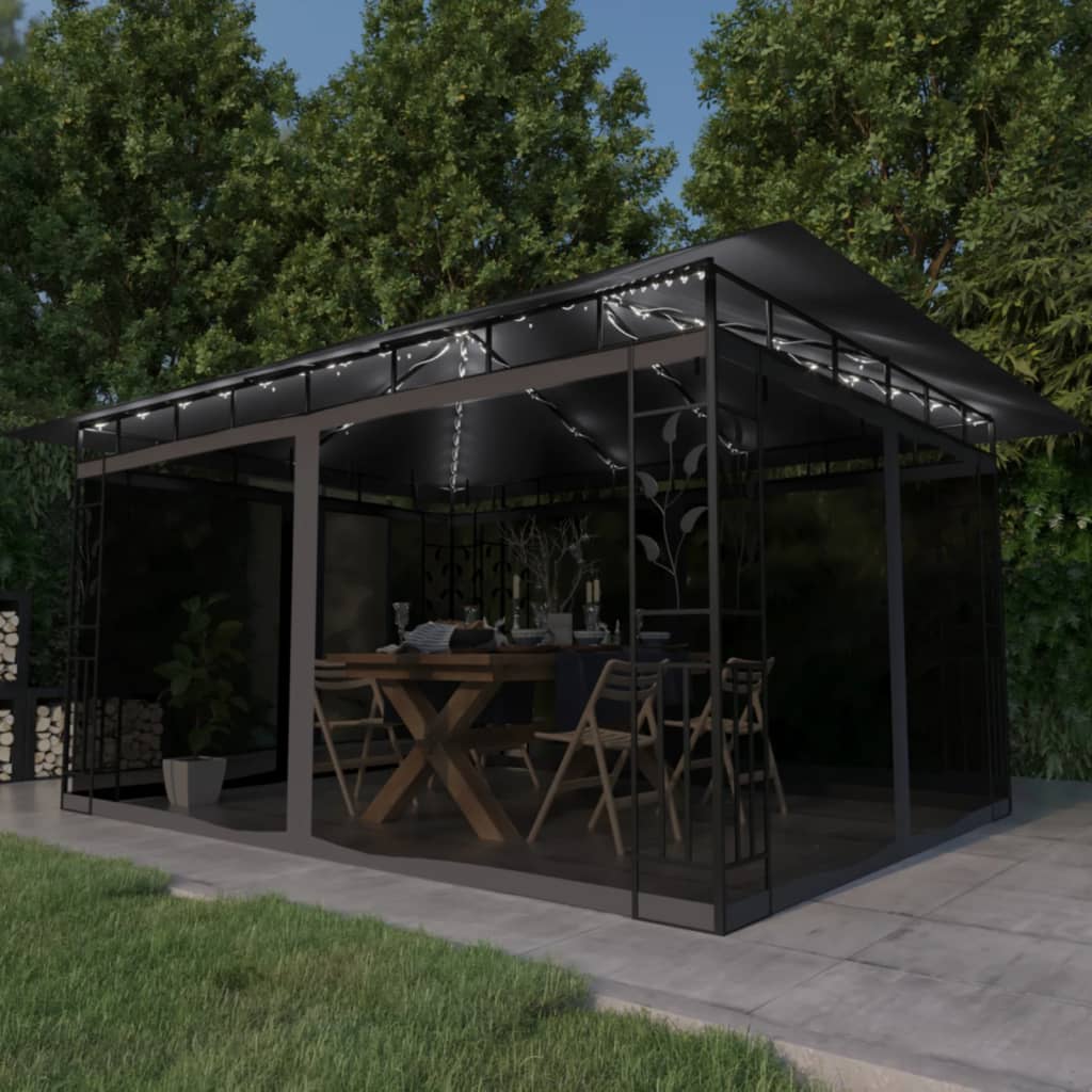 Cenador Con Mosquitera Y Tira Luz Led 4X3X2,73M 180 G/M²