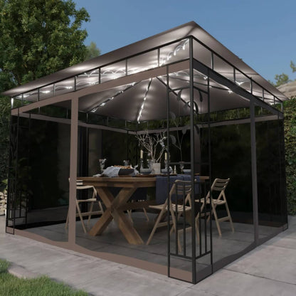Cenador Con Mosquitera Y Tira Luz Led 4X3X2,73M 180 G/M²