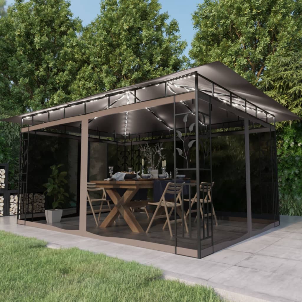Cenador Con Mosquitera Y Tira Luz Led 4X3X2,73M 180 G/M²