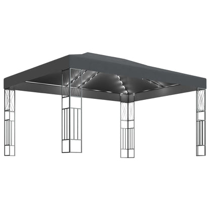 Cenador Con Tira De Luces Led Tela Gris