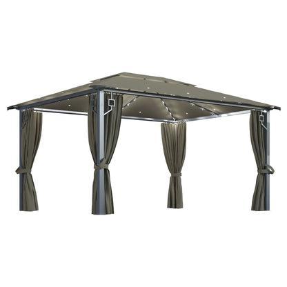 Cenador Con Cortina Y Tira De Luz Led Aluminio 400X300Cm