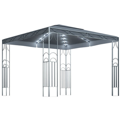Cenador Con Tira De Luces Led Gris