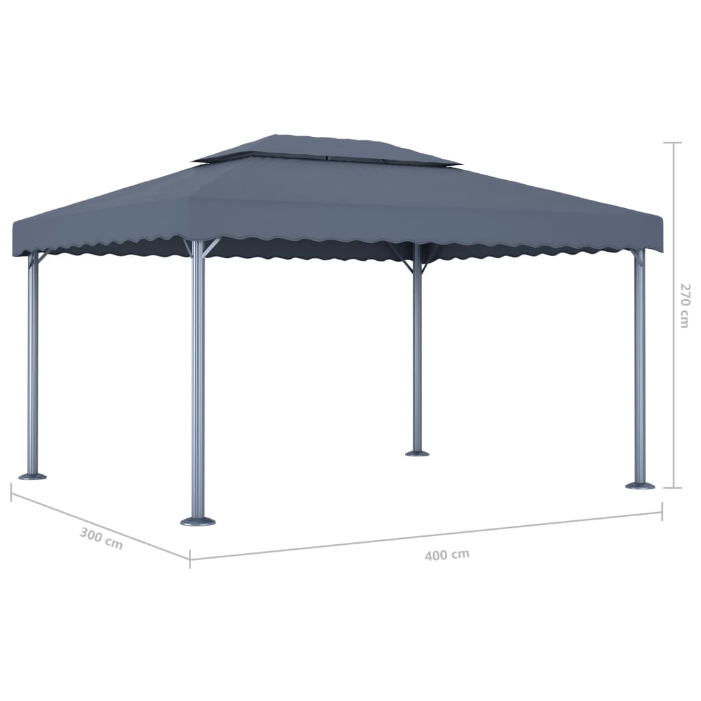 Cenador Con Tira De Luces Led Aluminio 400X300 Cm