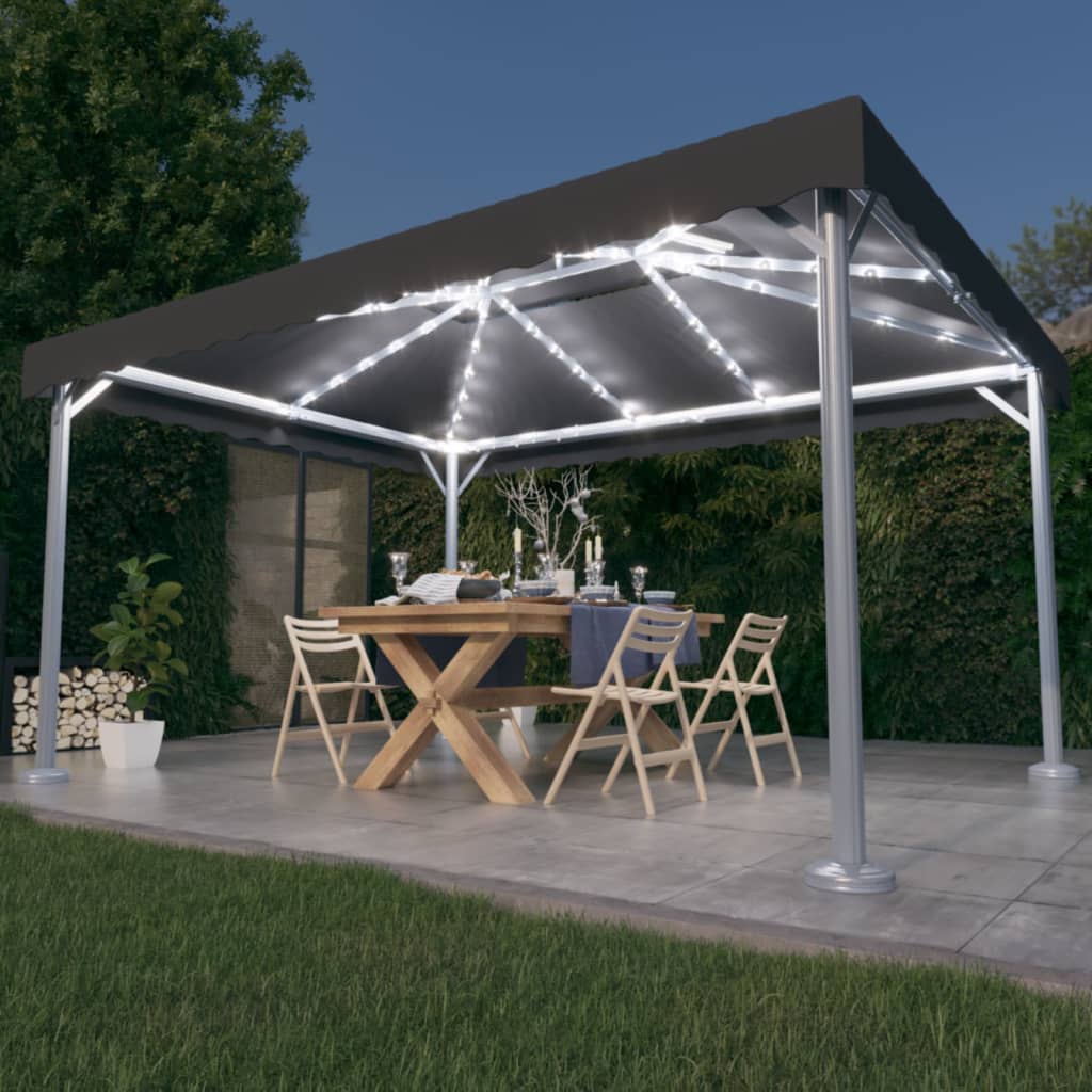 Cenador Con Tira De Luces Led Aluminio 400X300 Cm