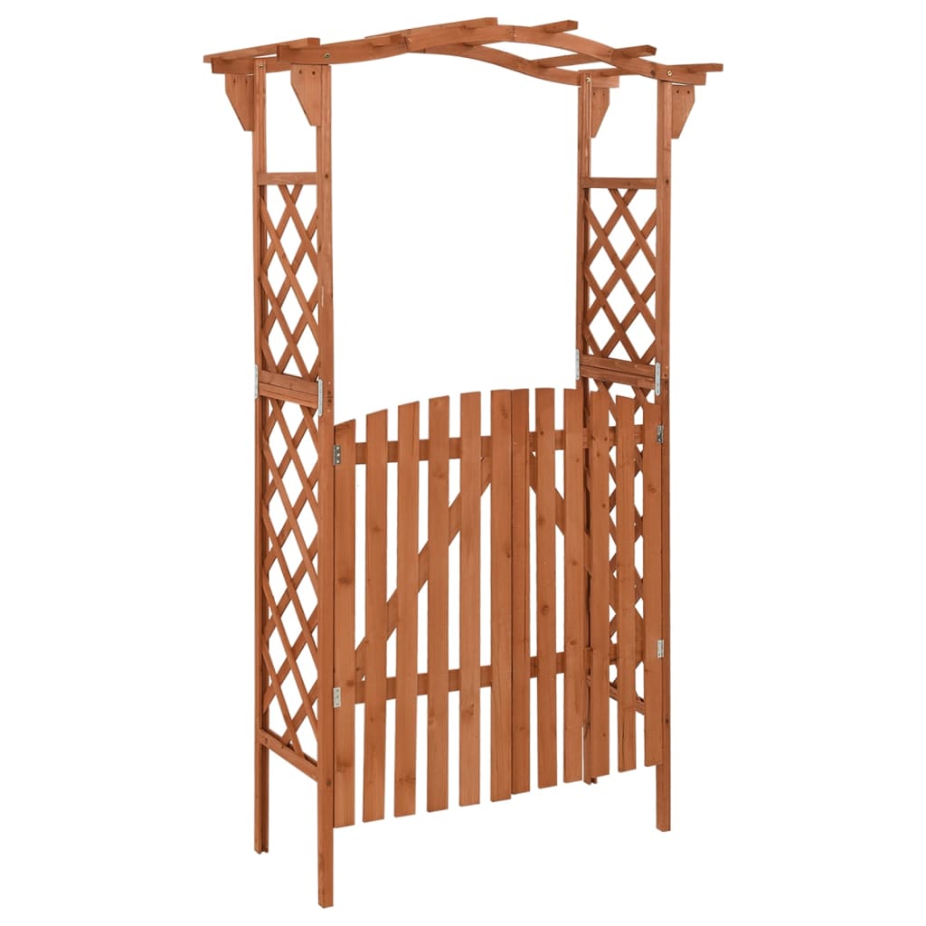 Pérgola Con Puerta Madera Maciza De Abeto 116X40X204 Cm
