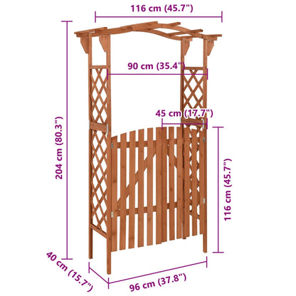 Pérgola Con Puerta Madera Maciza De Abeto 116X40X204 Cm