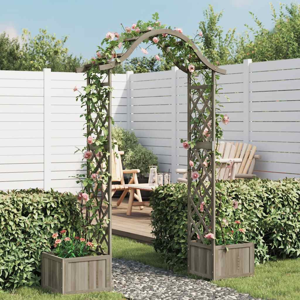 Pérgola De Jardín Con Jardinera Madera Maciza De Abeto
