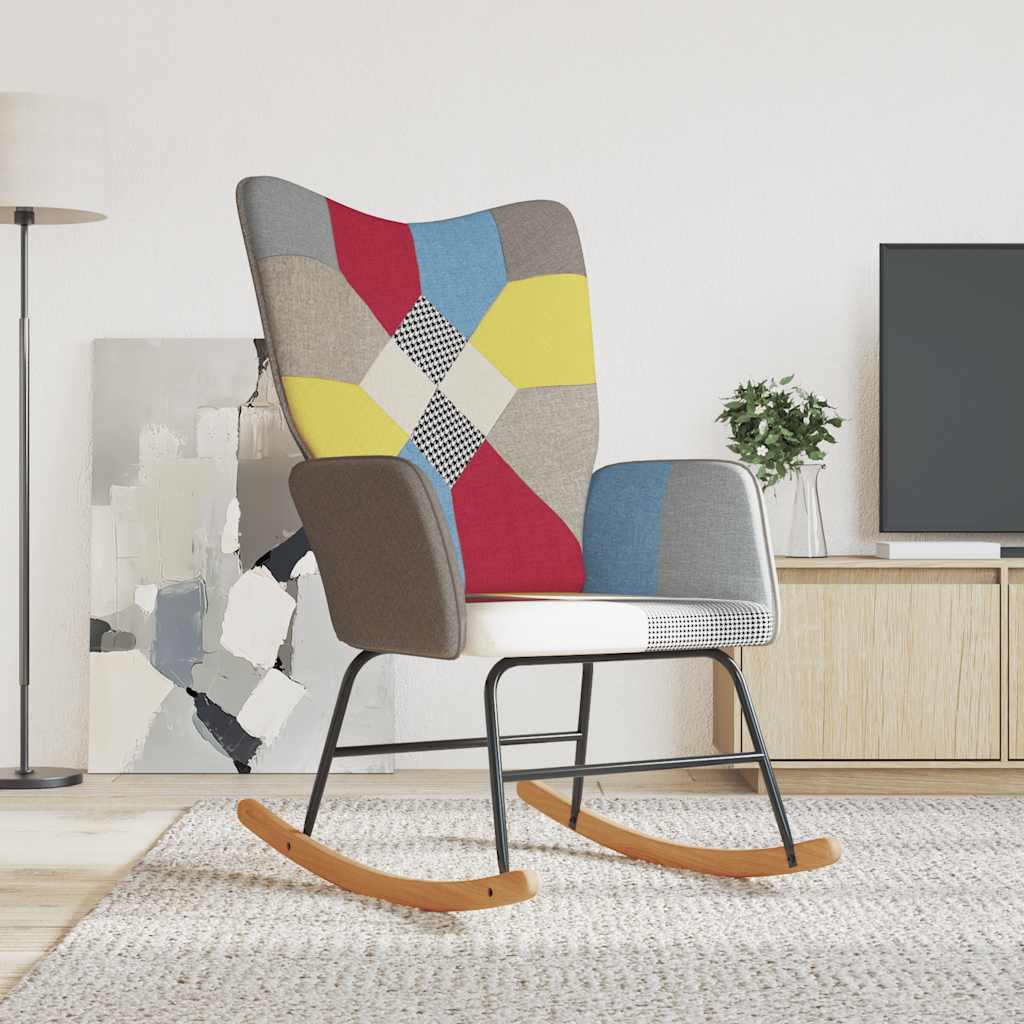 Silla Mecedora Tela Patchwork