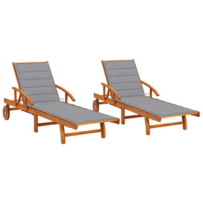Tumbona De Jardín Con Mesa Y Cojín Madera Maciza De Acacia