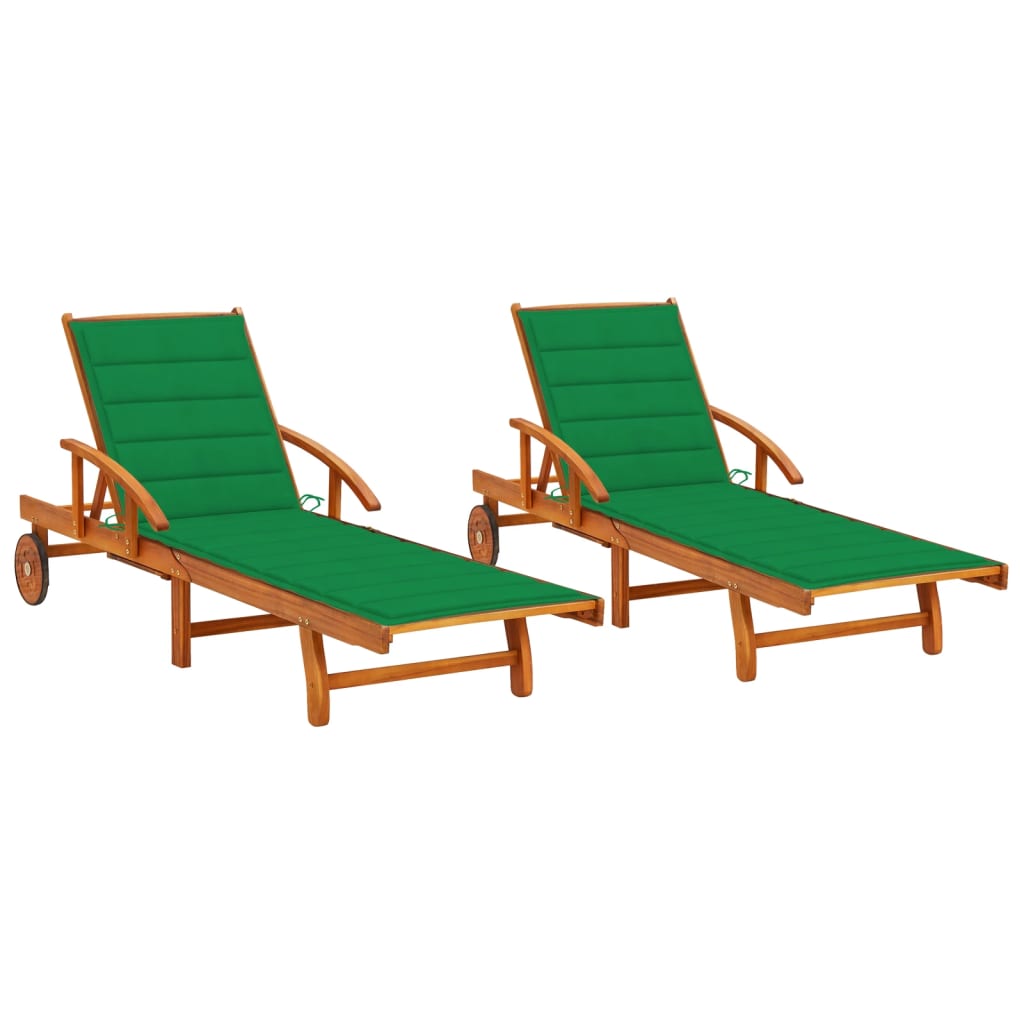 Tumbona De Jardín Con Mesa Y Cojín Madera Maciza De Acacia