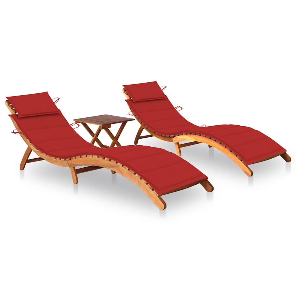 Tumbona De Jardín Con Cojín Madera Maciza De Acacia