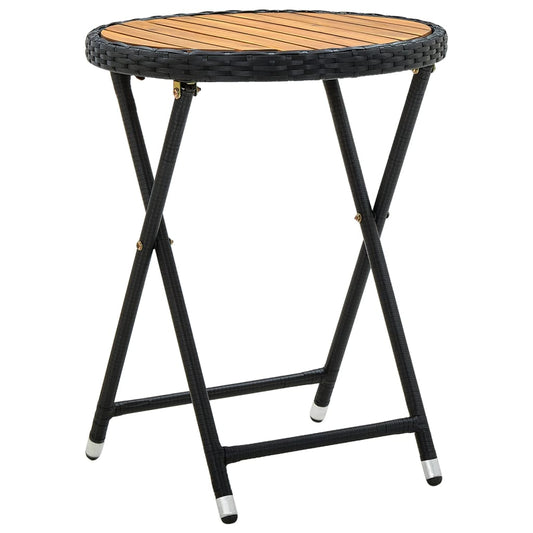 Mesa De Centro Ratán Sintético Y Madera Maciza De Acacia 60 Cm