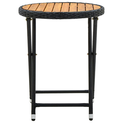 Mesa De Centro Ratán Sintético Y Madera Maciza De Acacia 60 Cm