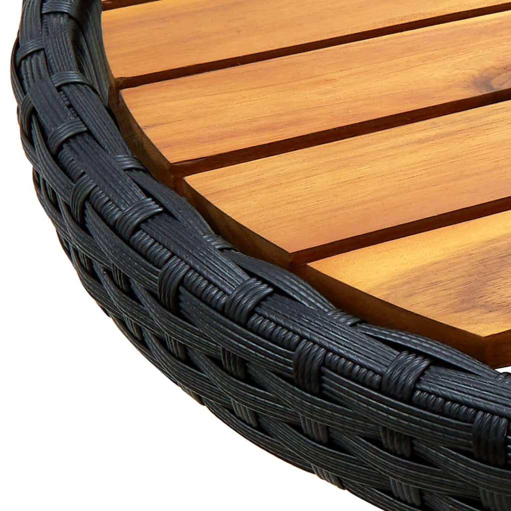 Mesa De Centro Ratán Sintético Y Madera Maciza De Acacia 60 Cm