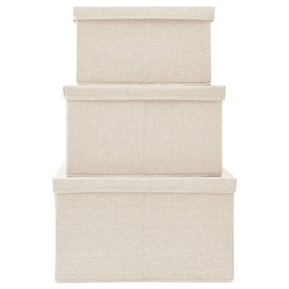 Juego De Cajas De Almacenaje Apilables 3 Uds Tela Color
