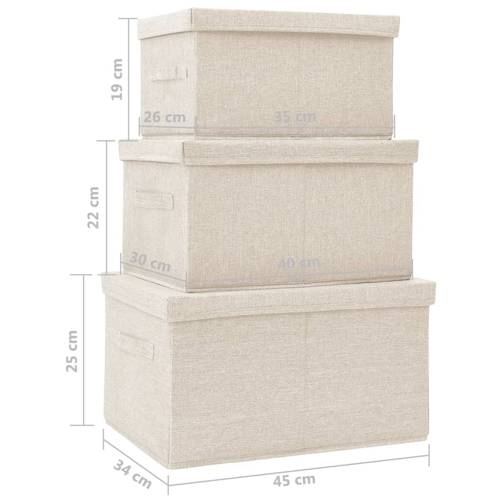 Juego De Cajas De Almacenaje Apilables 3 Uds Tela Color