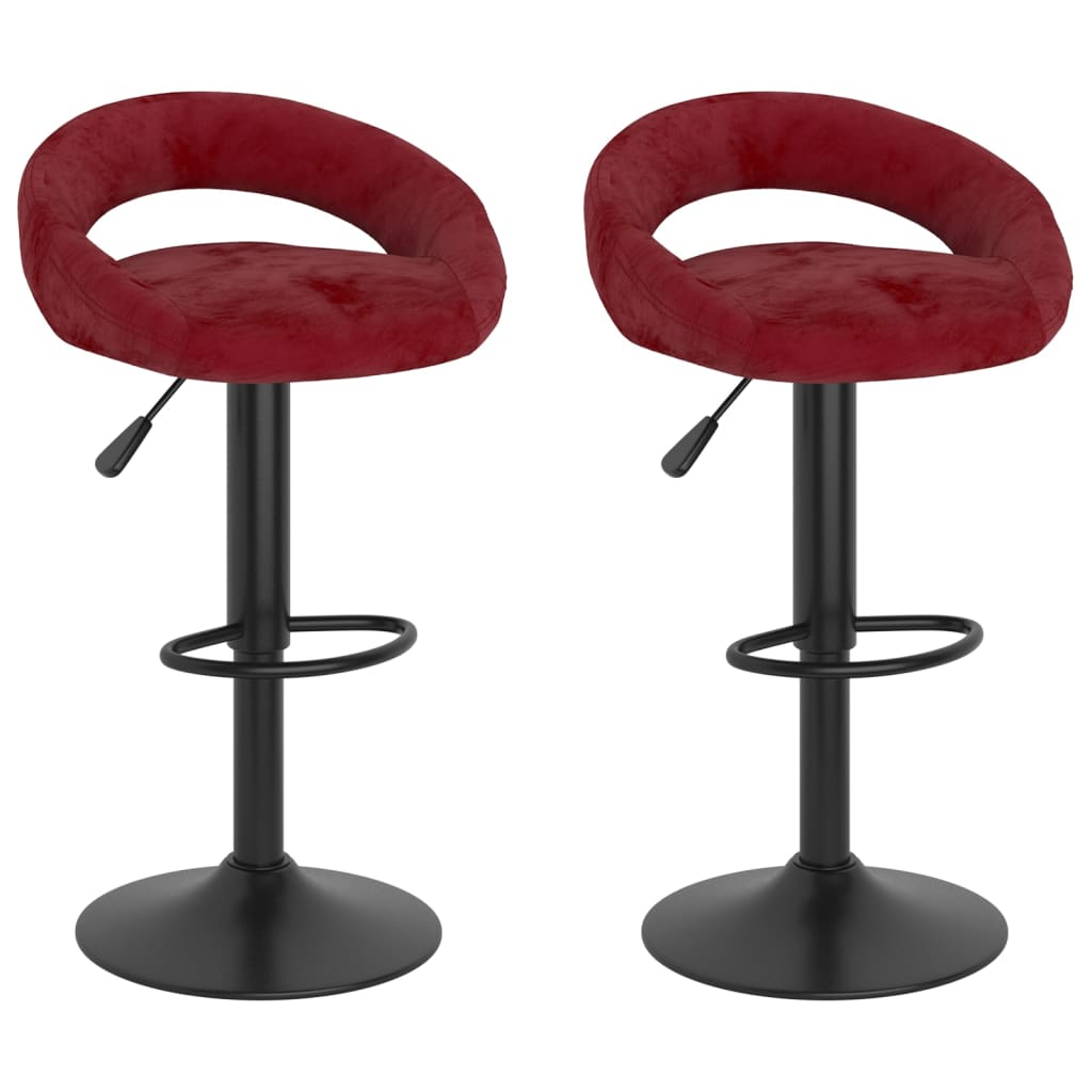 Taburetes De Cocina 2 Unidades Terciopelo Rojo Tinto