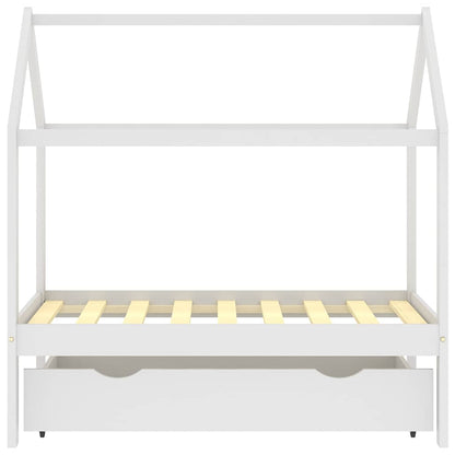 Estructura De Cama Infantil Y Cajón Madera Pino Blanca 70X140Cm