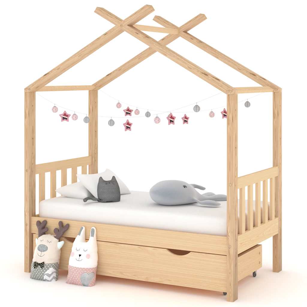 Estructura De Cama Niños Y Cajón Madera Maciza Blanca