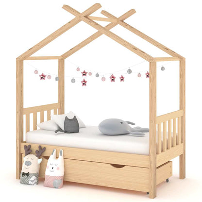 Estructura De Cama Niños Y Cajón Madera Maciza Blanca