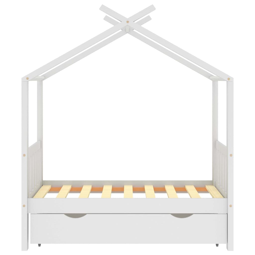 Estructura De Cama Niños Y Cajón Madera Maciza Blanca