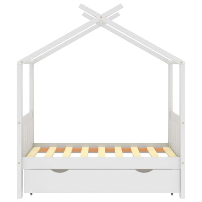 Estructura De Cama Niños Y Cajón Madera Maciza Blanca