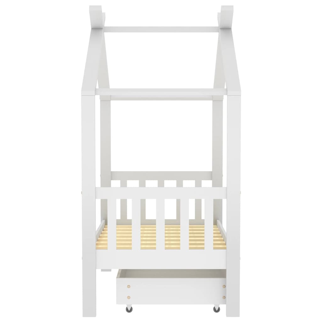 Estructura De Cama Niños Y Cajón Madera Maciza Blanca