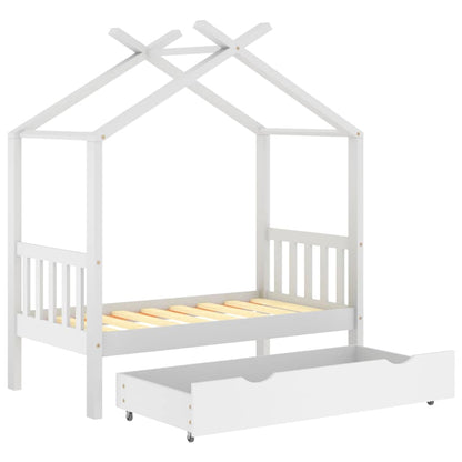 Estructura De Cama Niños Y Cajón Madera Maciza Blanca