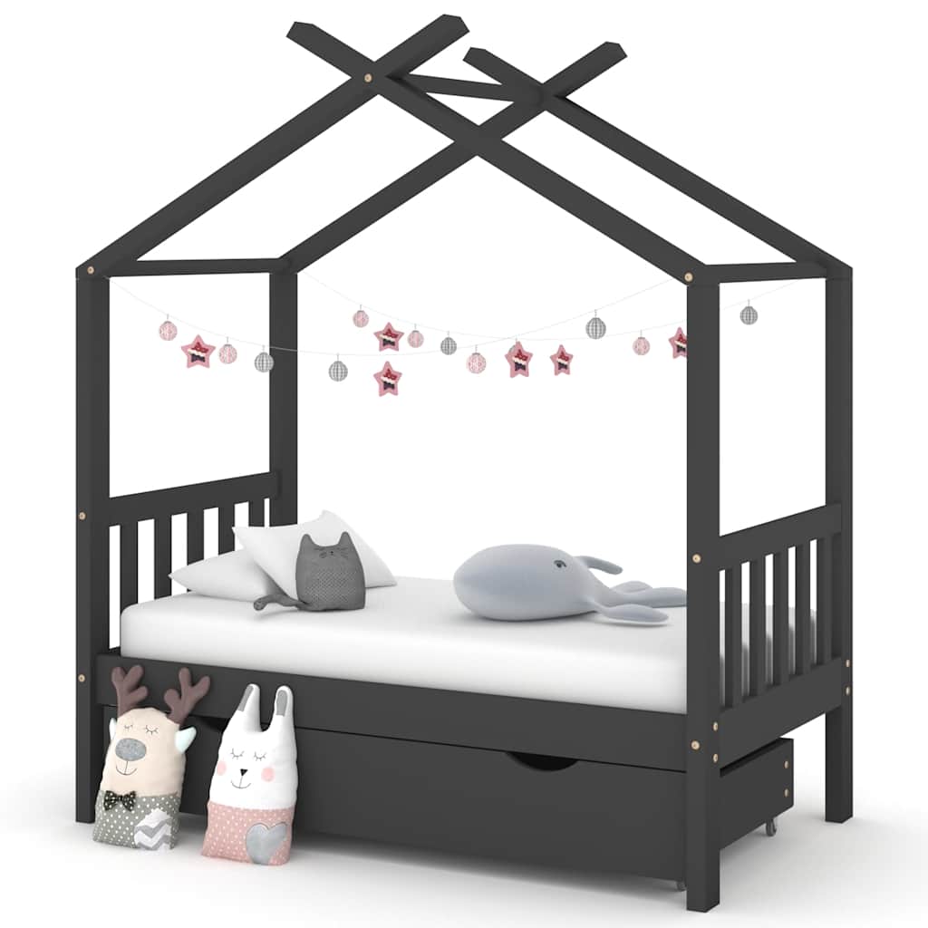 Estructura De Cama Niños Y Cajón Madera Maciza Blanca