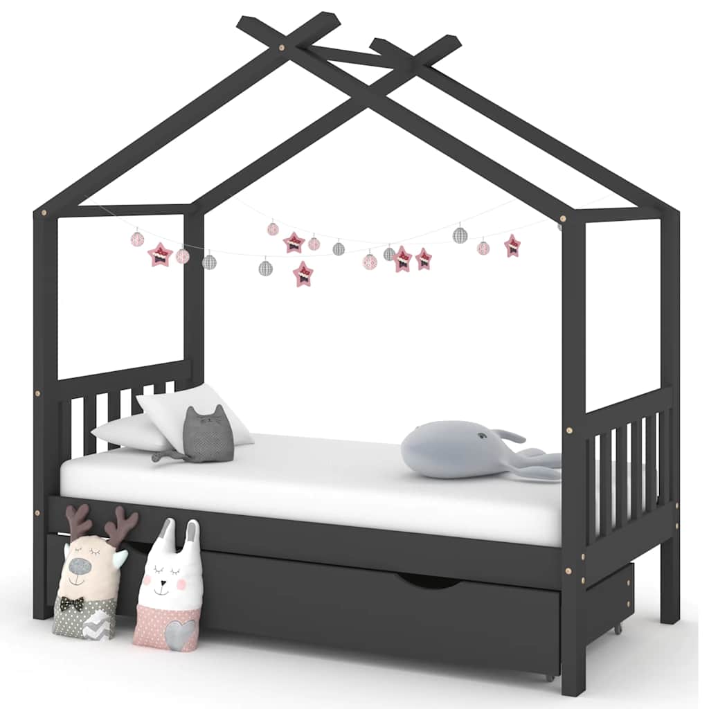 Estructura De Cama Niños Y Cajón Madera Maciza Blanca