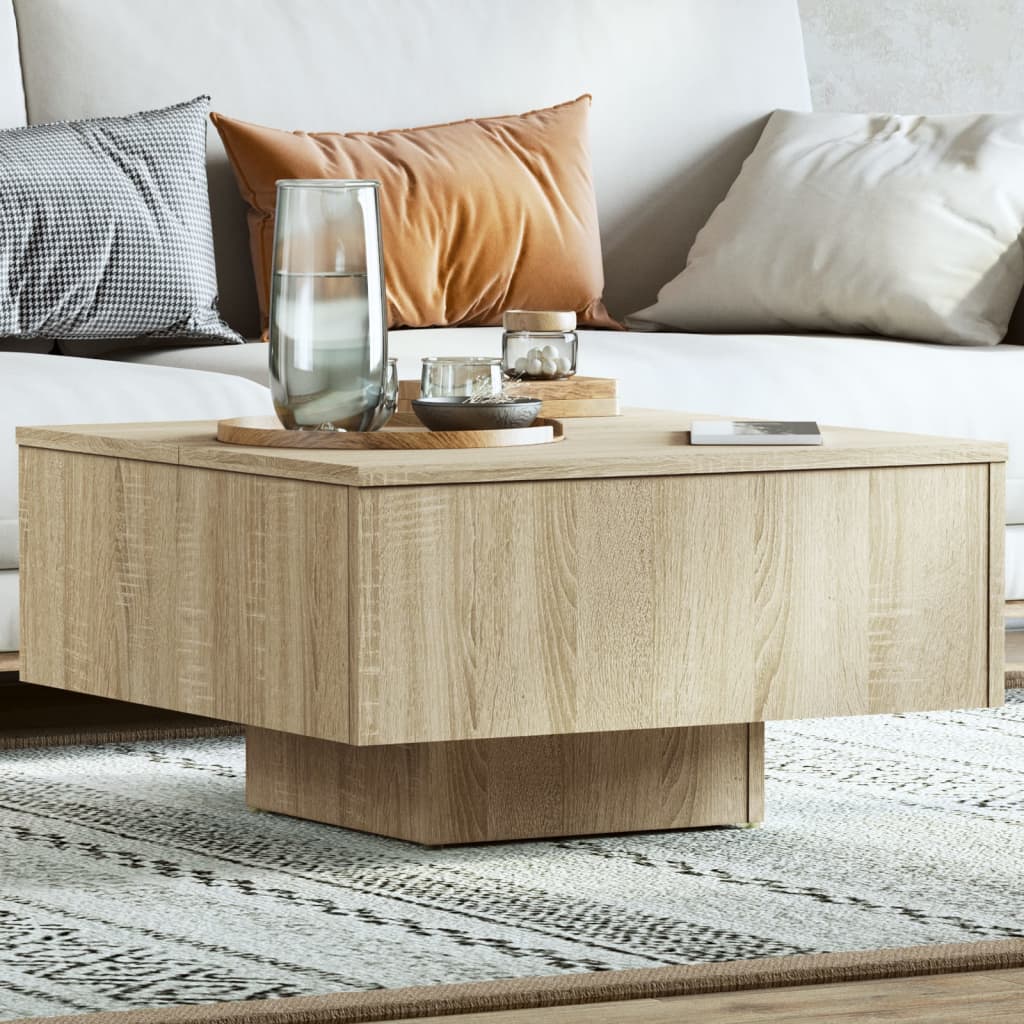 Mesa De Centro Madera De Ingeniería Envejecida 60X60X31,5 Cm