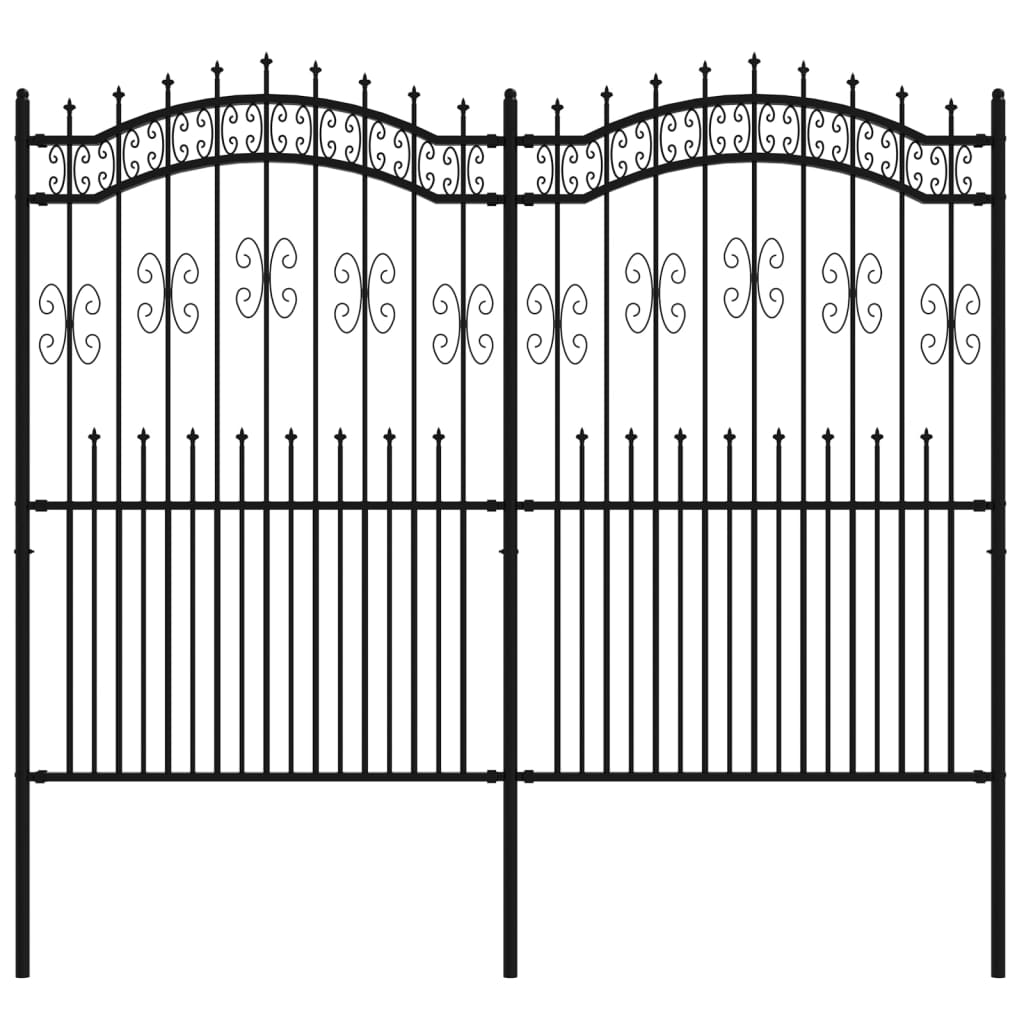 Valla De Jardín Kampen Con Punta De Lanza Negra, 240 X 175 Cm, Acero