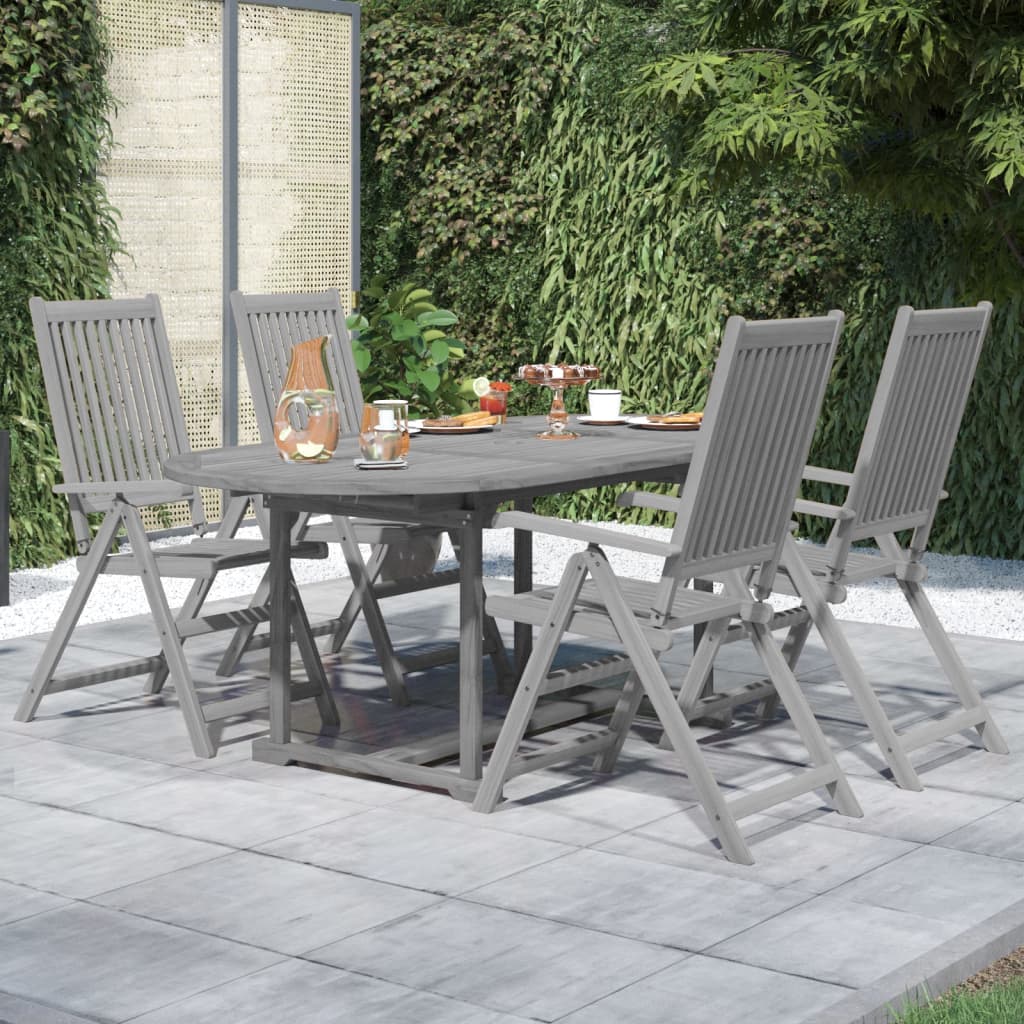 Juego De Comedor De Jardín 5 Piezas Madera Maciza De Acacia