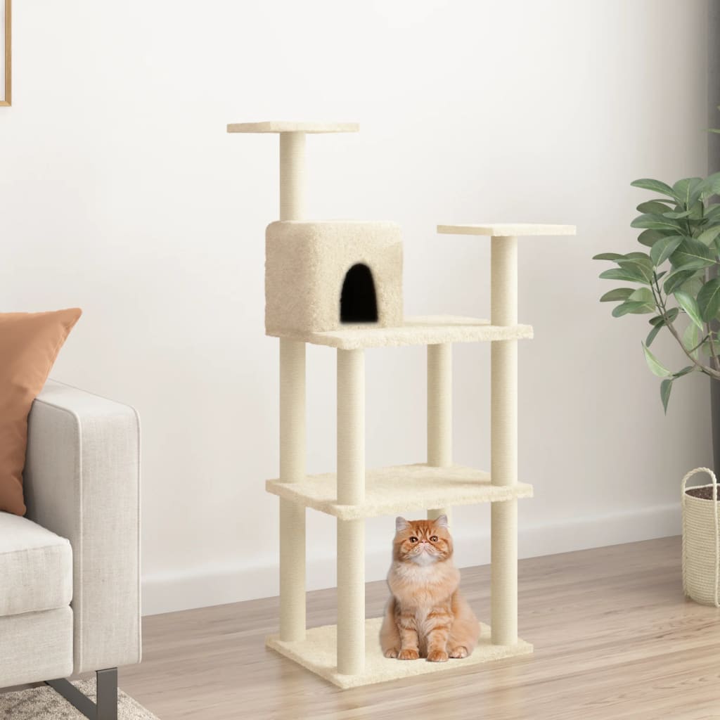 Rascador Para Gatos Con Postes De Sisal Color 118,5 Cm